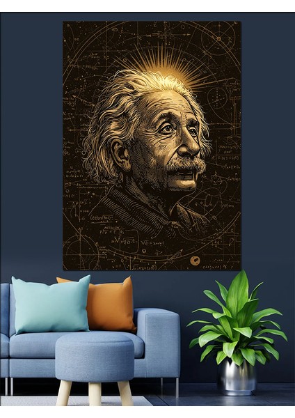 Albert Einstein Portre Dekoratif Kanvas - Mdf Ahşap Tablo modelleri
