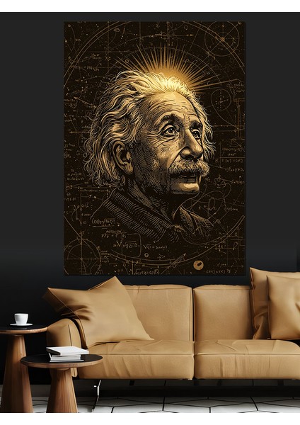 Albert Einstein Portre Dekoratif Kanvas - Mdf Ahşap Tablo fırsatları