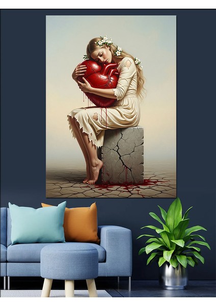 Aşk Kadın ve Yalnızlık Dekoratif Kanvas - Mdf Ahşap Tablo
