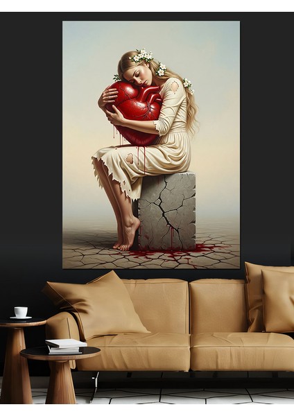 Aşk Kadın ve Yalnızlık Dekoratif Kanvas - Mdf Ahşap Tablo fiyatları