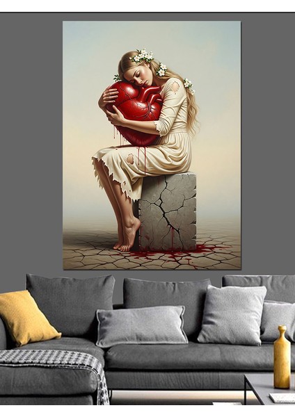 Aşk Kadın ve Yalnızlık Dekoratif Kanvas - Mdf Ahşap Tablo fırsatları