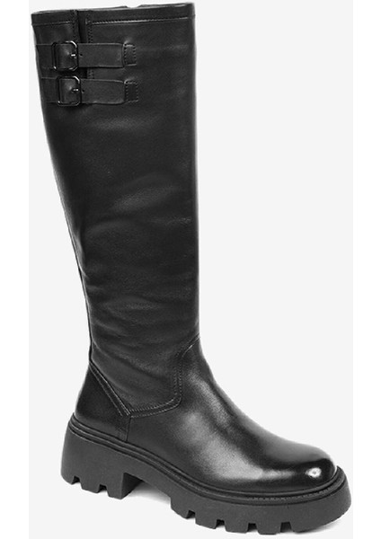 Kadın Siyah Hakiki Deri Topuklu Çizme 4K2UC59162