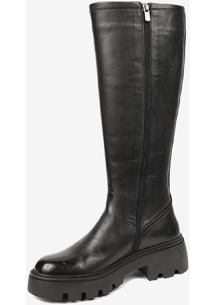 Kadın Siyah Hakiki Deri Topuklu Çizme 4K2UC59162