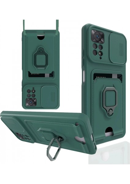 Xiaomi Redmi Note 12 Pro 4g Kılıf Zuma Kartvizitli Yüzüklü Silikon - Yeşil (K95)