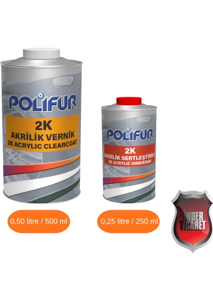 2k Akrilik Şeffaf Vernik ve Sertleştirici - Yüksek Parlaklık