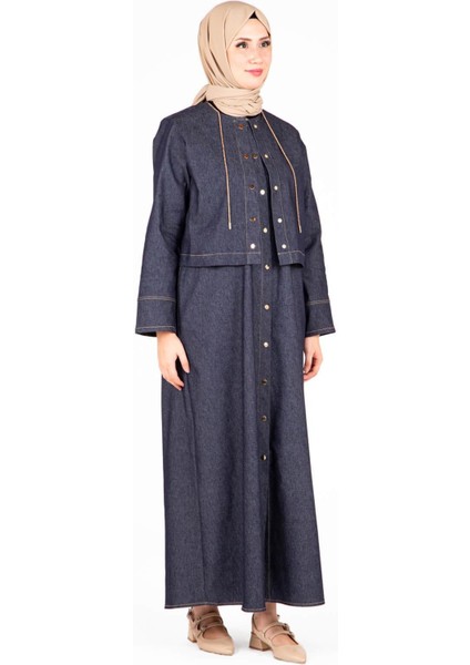 Denim Yelekli Elbise 9420 modelleri