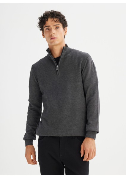 Dik Yaka Regular Fit Antrasit Erkek Kazak L2520372003 Antrasit Kazak