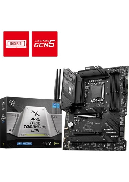 Msı Mag B760 Tomahawk Wıfı Ddr5 5400MHZ 1xhdmı 1xdp 3xm.2 USB 3.2 Atx 1700P (12. / 13. ve 14. Nesil Işlemci Uyumlu)