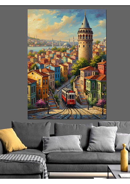 Tarihi Istanbul Şehri Manzarası Dekoratif Kanvas - Mdf Ahşap Tablo fiyatları