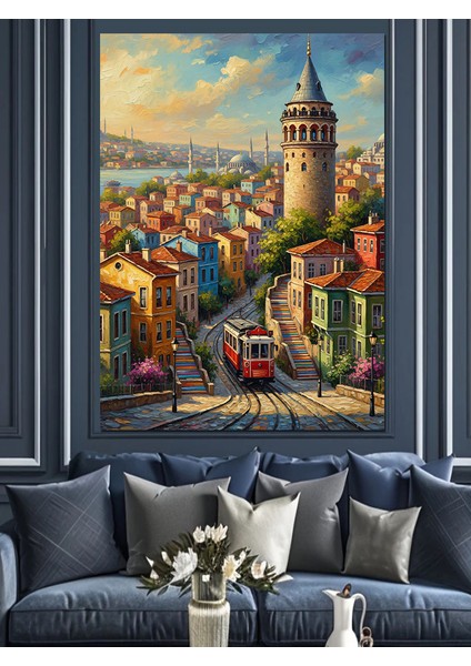 Tarihi Istanbul Şehri Manzarası Dekoratif Kanvas - Mdf Ahşap Tablo modelleri