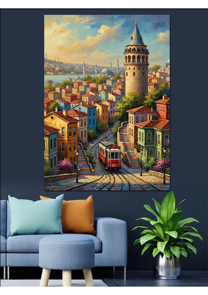 Tarihi Istanbul Şehri Manzarası Dekoratif Kanvas - Mdf Ahşap Tablo fırsatları