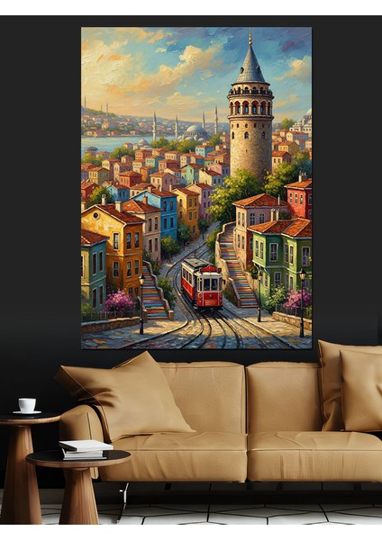 Tarihi Istanbul Şehri Manzarası Dekoratif Kanvas - Mdf Ahşap Tablo indirimleri