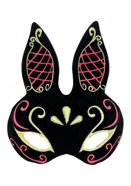 Siyah Kırmızı Gold Tavşan Maskesi