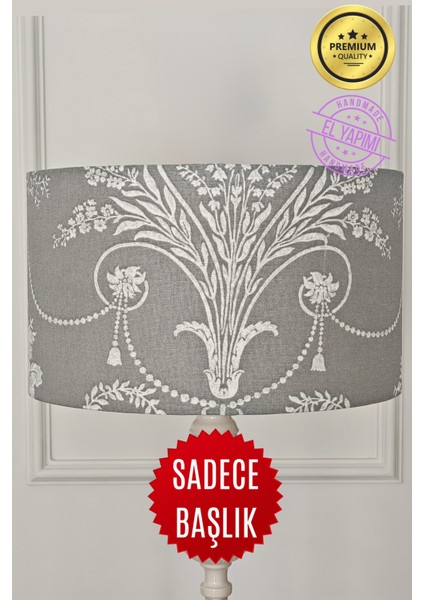 Koyu Gri Vintage Ashley Desen Lambader Başlığı