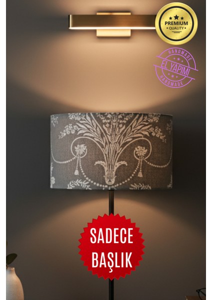 Koyu Gri Vintage Ashley Desen Lambader Başlığı modelleri