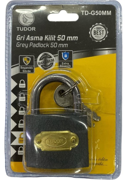 Ennalbur Tudor 50 mm Kısa Gri Asma Kilit