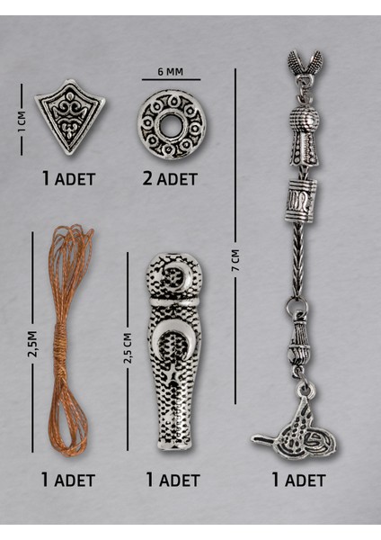 1 Adet Tekli Tuğra Püskül Seti – Doğal Taş | Epoksi Tesbih ve Takı Yapımı Için Uygun