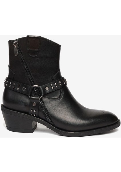 Kadın Siyah Hakiki Deri Topuklu Bot 4K2TB59179