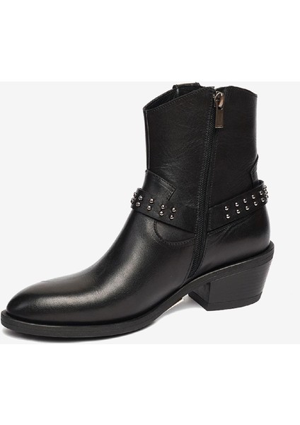 Kadın Siyah Hakiki Deri Topuklu Bot 4K2TB59179