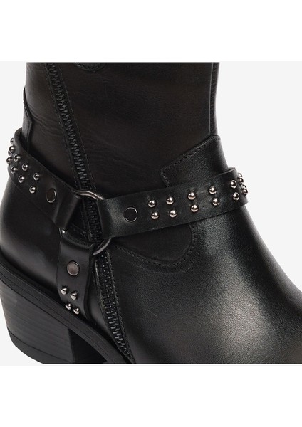 Kadın Siyah Hakiki Deri Topuklu Bot 4K2TB59179
