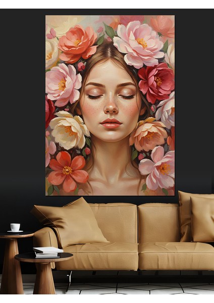 Gül Taçlı Kadın Portresi Dekoratif Kanvas - Mdf Ahşap Tablo modelleri