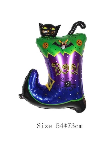 Halloween Çizmeli Kara Kedi Folyo Balon