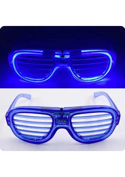 Mavi LED Işıklı Parti Gözlüğü - Neon 3 Modlu fırsatları
