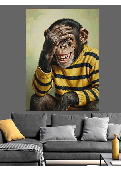 Bal Arısı Kıyafetli Şempanze Dekoratif Kanvas - Mdf Ahşap Tablo modelleri