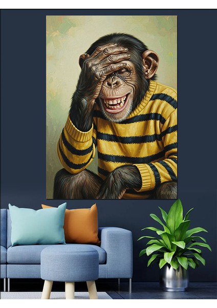 Bal Arısı Kıyafetli Şempanze Dekoratif Kanvas - Mdf Ahşap Tablo indirimleri