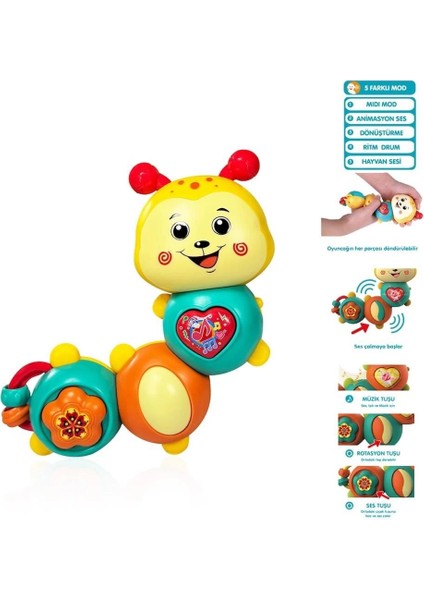 JLG-855-142A Işıklı ve Müzikli Tırtıl Bebek -Vrd
