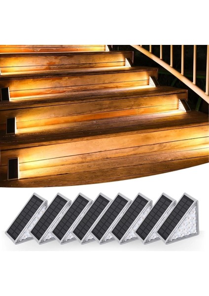 8 Adet Üçgen Güneş Enerjisi ile Şarj Olan Dış Mekan Solar Basamak Köşe Lambası indirimleri