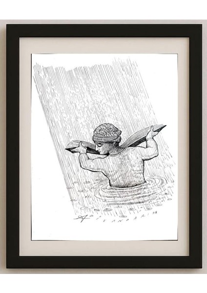 Ali Divandari 29X21CM Orijinal Karikatür Tablo