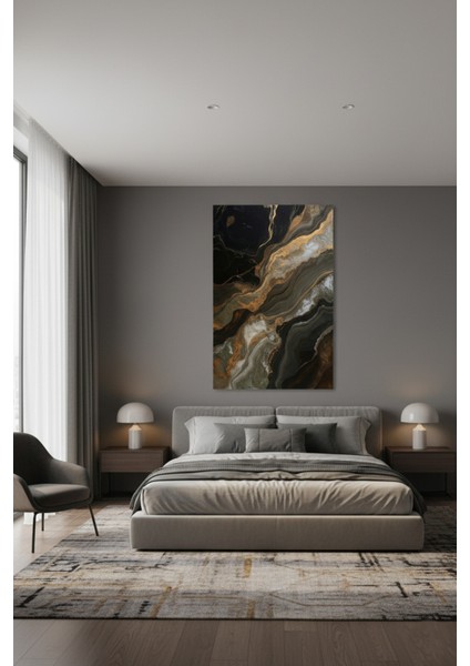 Lüks Siyah Altın Mermer Desenli Kanvas Tablo | Modern Soyut Duvar Dekoru modelleri