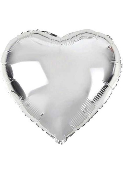Kalp Şekilli Gümüş Renk Folyo Balon 45 cm 10 Adet modelleri