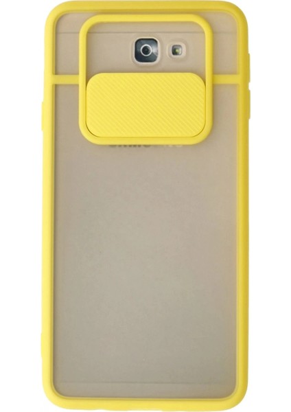 Samsung Galaxy J7 Prime Kılıf Palm Buzlu Kamera Sürgülü Silikon - Sarı (K95)