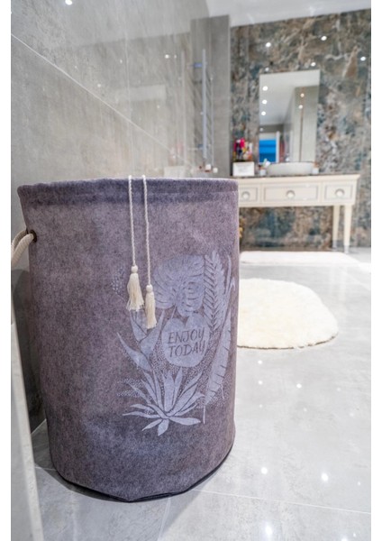 Torbalı ve Kulplu Püskül Detaylı Düzenleyici Çok Amaçlı Organizer Keçe Sepet -03631