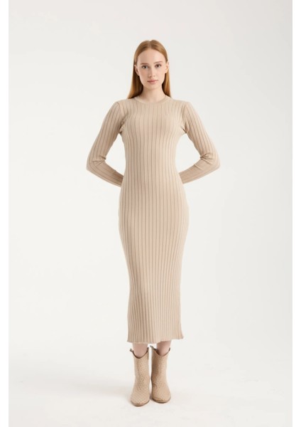 Vücuda Oturan Uzun Kollu Ribana Triko Elbise fiyatları
