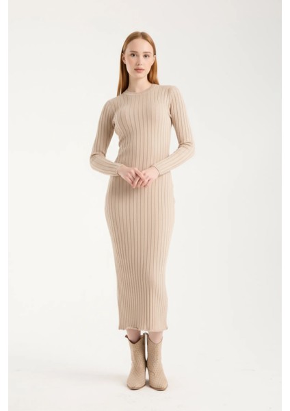 Vücuda Oturan Uzun Kollu Ribana Triko Elbise indirimleri