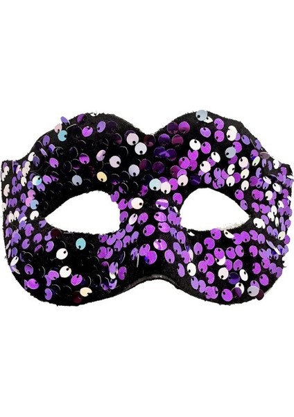 Mor Renk Arkadan Lastikli Pul Payet Işlemeli Balo After Parti Maskesi fiyatları