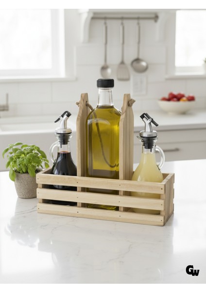 Ahşap Doğal 3lü 2+1 Set Yağdanlık ve Sosluk Takımı(Set)(Ihlamur - Kavak)