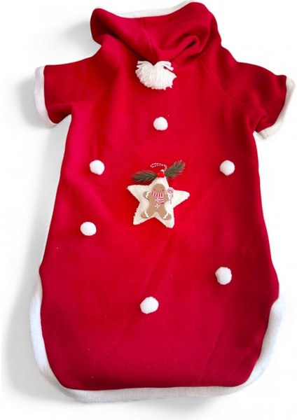 White Star Kırmızı Yılbaşı Köpek Kıyafeti | Noel Baba Kapüşonlu Polar Sweatshirt | Orta ve Büyük Irklar Için fiyatları