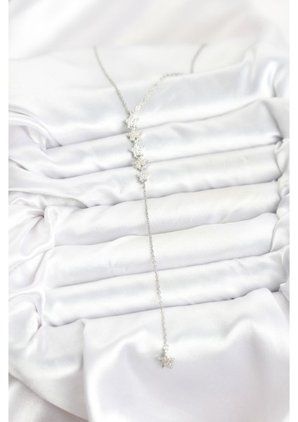 316L Çelik Zincir Gümüş Renk Yıldız Model Y Kolye - Bamido