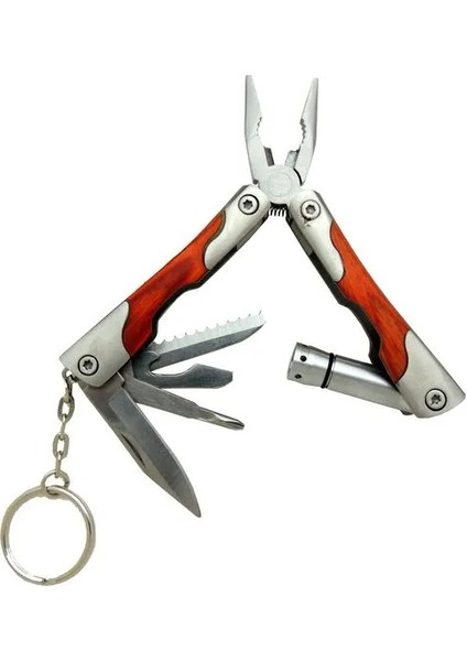 Eco Lounge P 1172 Ahşap Mini Çok Amaçlı Pense / Çakı 7cm - Ahşap Metal Sap (Multitool)