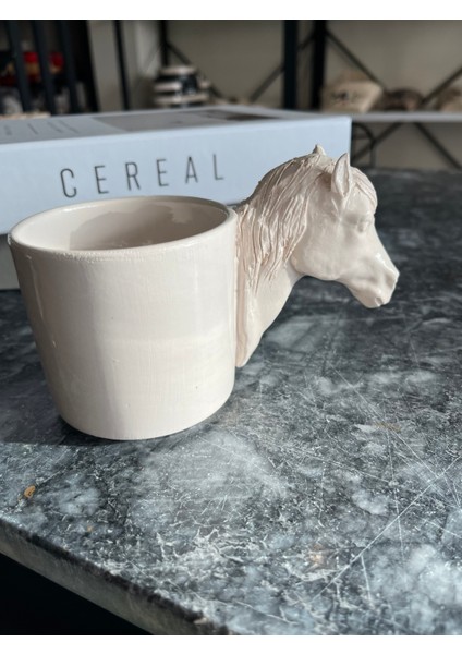 Seramik Kupa El Yapımı Seramik At Başlı Kupa, 200ML