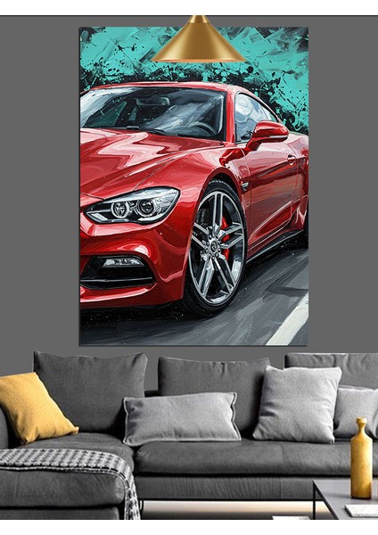 Kırmızı Spor Araba Dinamik Dekoratif Kanvas - Mdf Ahşap Tablo modelleri