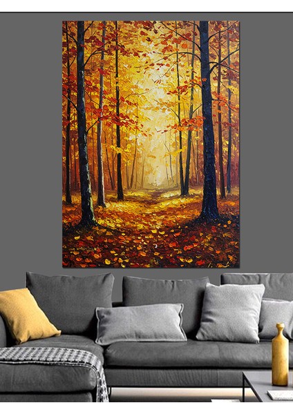 Sonbahar Ormanı Işık Manzarası Dekoratif Kanvas - Mdf Ahşap Tablo modelleri