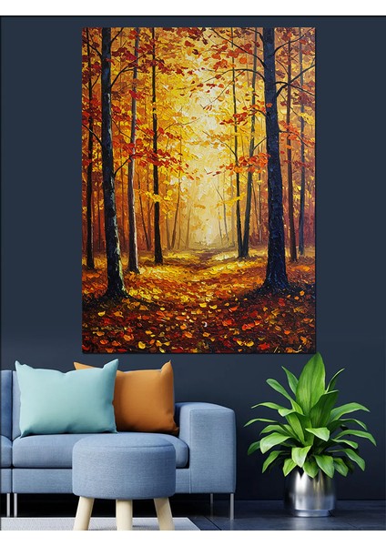 Sonbahar Ormanı Işık Manzarası Dekoratif Kanvas - Mdf Ahşap Tablo indirimleri