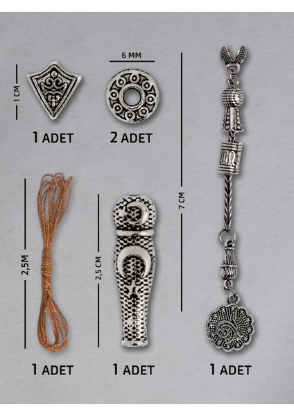 1 Adet Tekli Tuğra Püskül Seti – Doğal Taş | Epoksi Tesbih ve Takı Yapımı Için Uygun