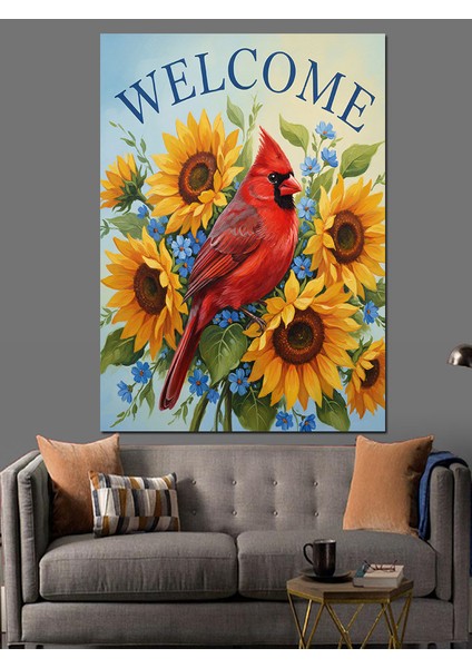 Kuşlar Çiçekler Karşılama Dekoratif Kanvas - Mdf Ahşap Tablo fiyatları