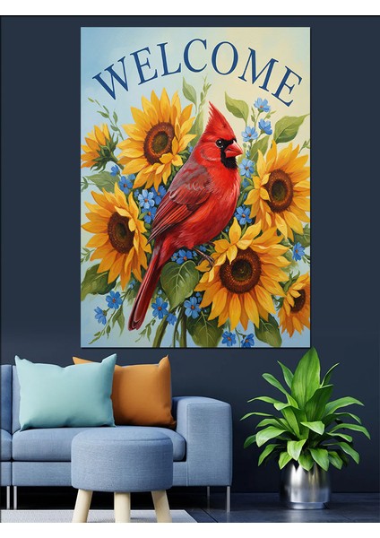 Kuşlar Çiçekler Karşılama Dekoratif Kanvas - Mdf Ahşap Tablo indirimleri